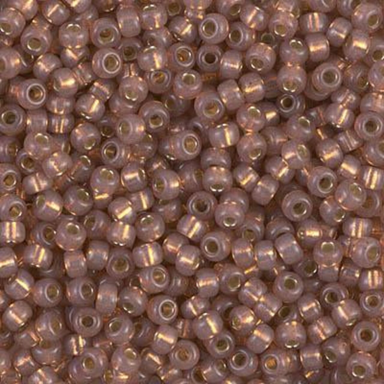 Miyuki 8 Round Seed Bead, 8-641, Dyed Rose Bronze Silver Lined Alabaster, 10 grams